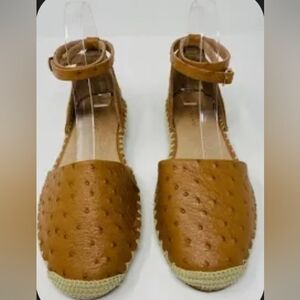 NWOB Maiden Lane Geneva Ankle Erap Espadrilles In Otrich Texture SZ 7.5